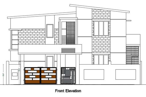 Download Free Autocad House Front Elevation Design Dwg File Cadbull