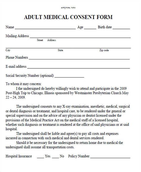 40 Medical Consent Form Template Consent Forms Medical Consent Form
