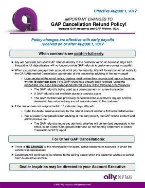 Gap insurance (stands for guaranteed asset protection) pays for the difference between fair market value of your vehicle and the loan payoff amount (up to certain limits by contract). refund notice to customer letter - Edit, Fill, Print & Download Online Templates in Word & PDF ...