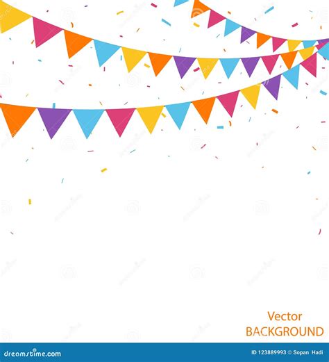 Celebration Background With Bunting Flags And Confetti Stock Vector
