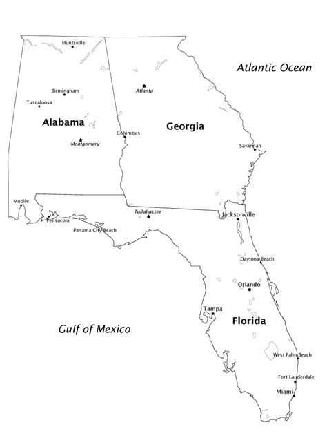 Map Of Alabama Georgia And Florida Map Of Florida Geo Vrogue Co