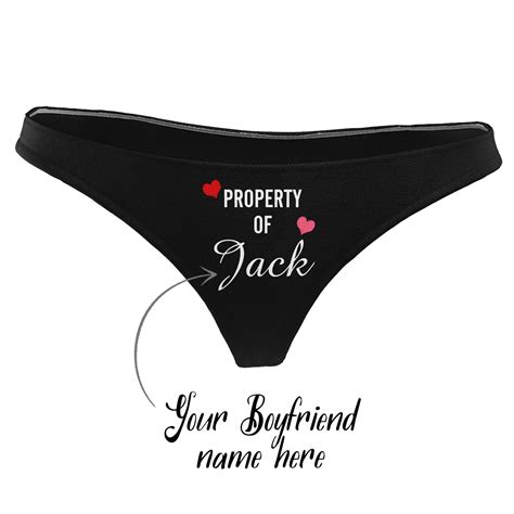 Women S Plain Custom Name Property Of Thong Panty â€heart Put Your Name On Thong Panty