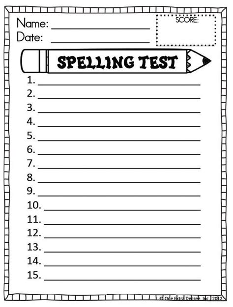 Free Printable Spelling Test Template Spelling Test Template