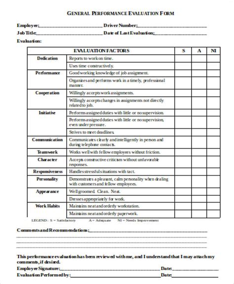 Free 27 Sample Evaluation Forms In Ms Word