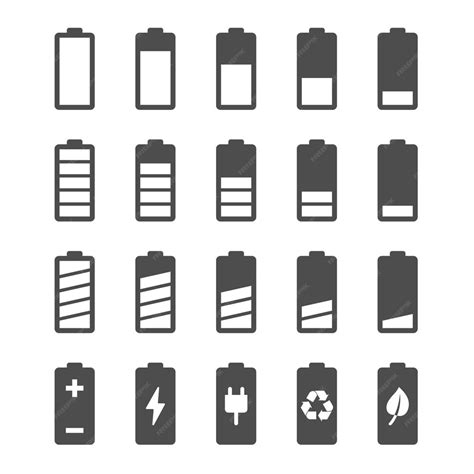 Premium Vector Battery Icon Set With Charge Level Indicators