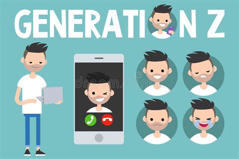 Generation Z Conceptual Set Sign Full Length Millennial Character
