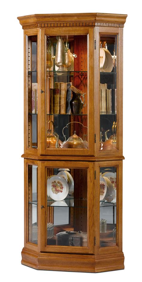 Branded curio corner cabinet wood antique display case glass shelving floor unit cherry. Lorraine Oak Corner Curio Cabinet | Jasper Cabinet | Home ...