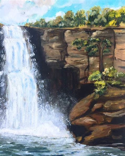 Oil Painting Waterfall Mountain Landscape On Canvas Original Etsy
