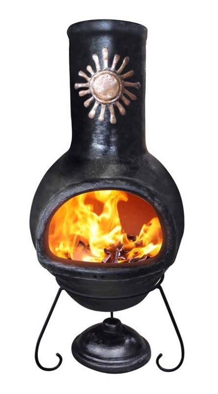 Mexican Clay Chimenea Sol Chiminea Patio Heater Fire Bowl Barbeque