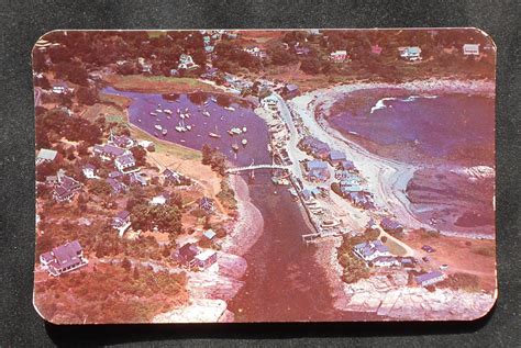 1950s Aerial View Of Perkins Cove Ogunquit Me York Co Postcard Maine