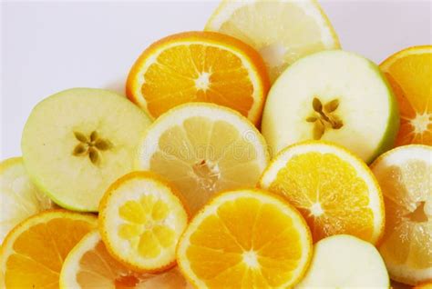 Sliced Apple Orange And Lemon Stock Image Image Of Closeup Fruit