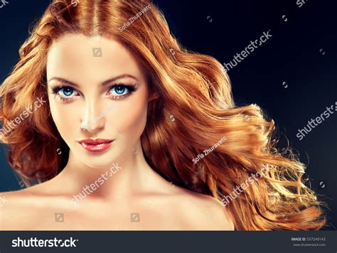 Beautiful Model Long Curly Red Hair Stock Photo 557249143 Shutterstock