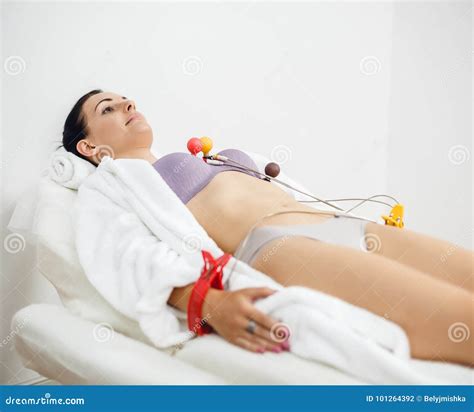 Female Patient Having Ecg Electrocardiogram In Hospital Stock Photo