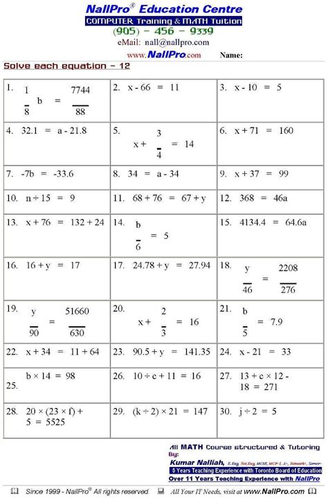 Grade 10 Algebra Worksheets Pdf — Db