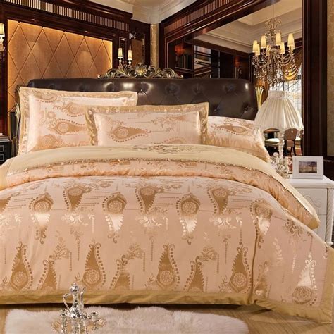 4 Piece Majesty Luxury Gold Bed Sheets Duvet Cover Set Gold Bed
