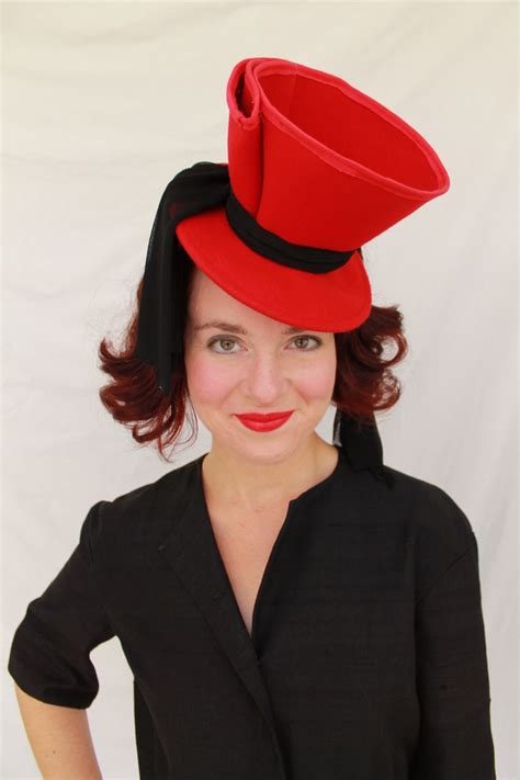 1940s Style Red Felt Tilt Hat With Black Chiffon Drape Learn How To