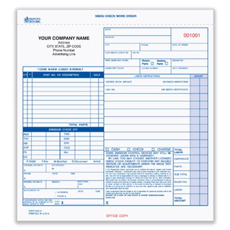 Auto Work Order Personalized Forms