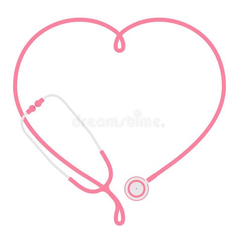 Stethoscope Pink Color And Heart Sign Symbol Frame Made From Cable