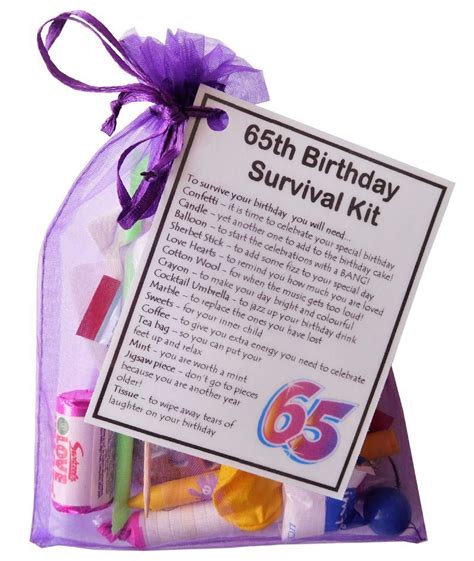 65th Birthday Survival Kit T Small Novelty T For 65th Birthday