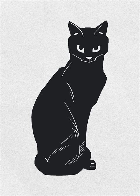Vintage Black Cat Psd Linocut Premium Psd Rawpixel