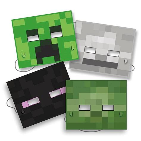 8ct Minecraft Party Masks In 2021 Minecraft Mask Minecraft Birthday