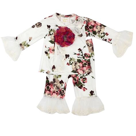 Haute Baby Kimono Style 2pc Set For Baby Girls Antique Charm