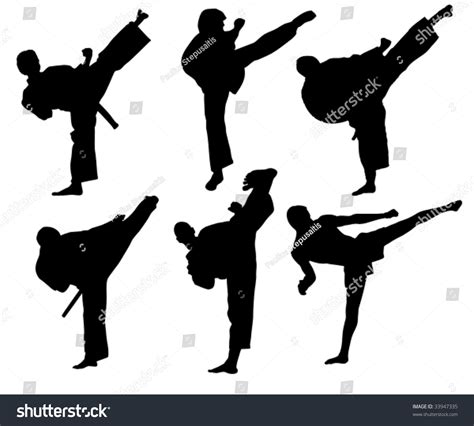 Karate Fighter Performing High Kick Stock Vector 33947335 Shutterstock