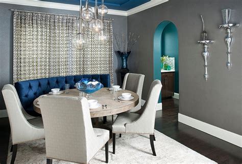 Recreate it with the hillary dining table, hartville cream/gray area rug, and corwin solid wood dining chair. Blue Dining Rooms: 18 Exquisite Inspirations, Design Tips