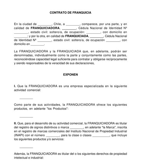 Contrato De Franquicia Ejemplos Y Formatos Word Y Pdf Images