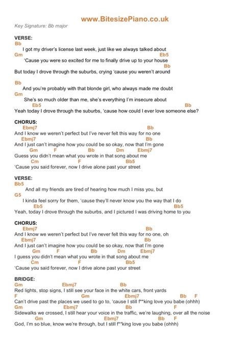 Gm just like we always talked about 'cause you were so excited for me. DRIVER'S LICENSE - OLIVIA RODRIGO PIANO CHORDS & Lyrics ...