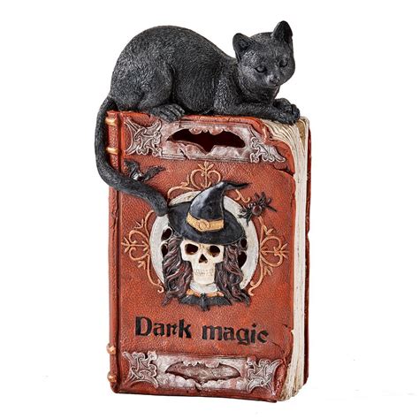 Worth Imports 12 In Halloween Light Up Led Black Cat On Spell Book