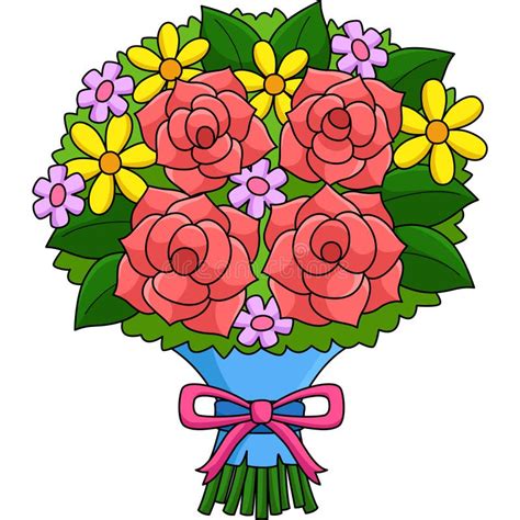 Wedding Flower Bouquet Cartoon Colored Clipart Stock Vector