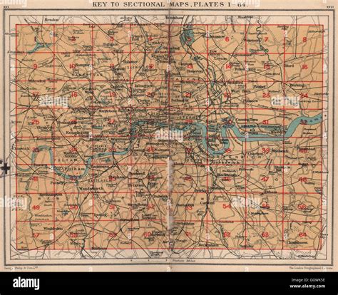 London Index Map Railways Underground Tube Roads Philip 1932 Stock