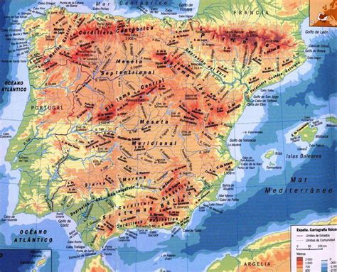 Seu território também inclui dois arquipélagos: La clase de la Srta. Virginia: Mapa físico de España