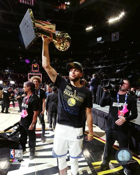 Stephen Curry With The 2018 Nba Championship Trophy Game 4 Of The 2018