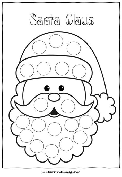 Santa Claus Coloring Page With Polka Dot Dots On The Hat And Beard In Black And White
