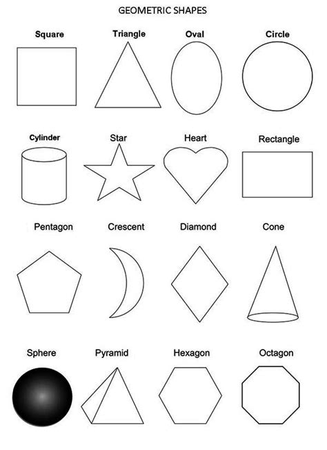 All Geometric Shapes Coloring Page Netart Shapes Worksheets Shape