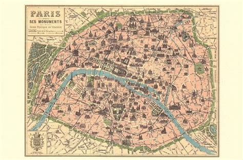 Vintage Maps 2 Paris Vintage Maps Paris Map Map