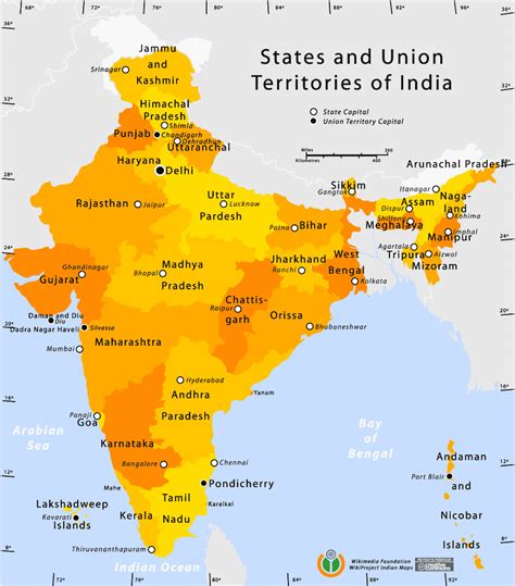 Political Map Of India With States And Capitals And Union Territories