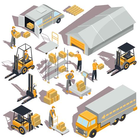 Logistics And Delivery Isometric Icons Set Stock Vector Illustration