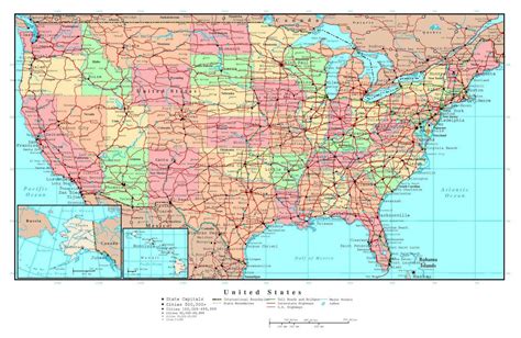 Large Detailed Political Map Major Cities Of The Usa Whatsanswer City
