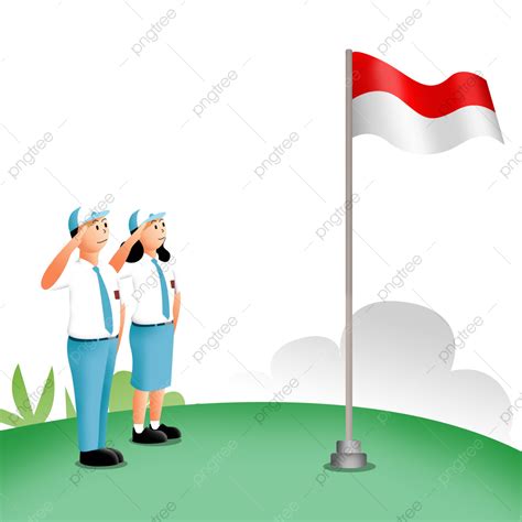Murid Sma Hormat Bendera Merah Putih Png Upacara Bendera Hormat