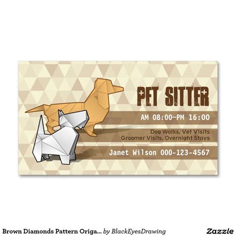 For example it can be pet sitting and dog walking. Brown Diamonds Pattern Origami Dogs Pet Sitting Business Card | Pet sitting business, Pet ...