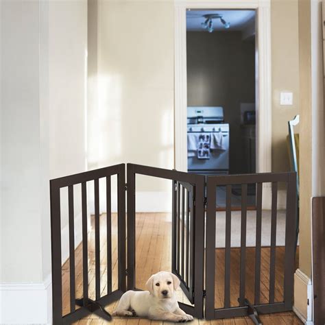 Jaxpety 3 Panel Pet Fence Gate Free Standing Wooden Dog Gate Fence With