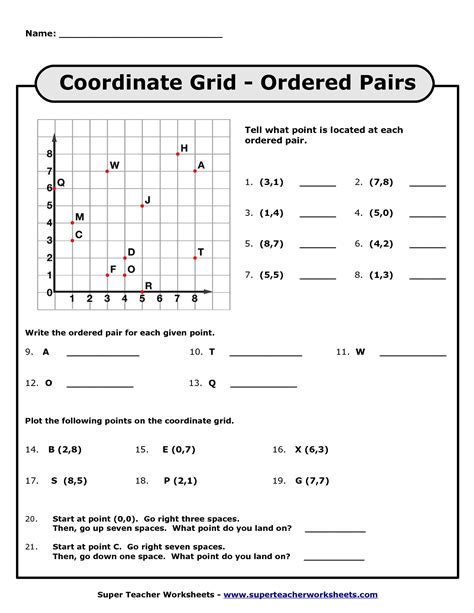 9 Coordinate Pairs Graphing Worksheets