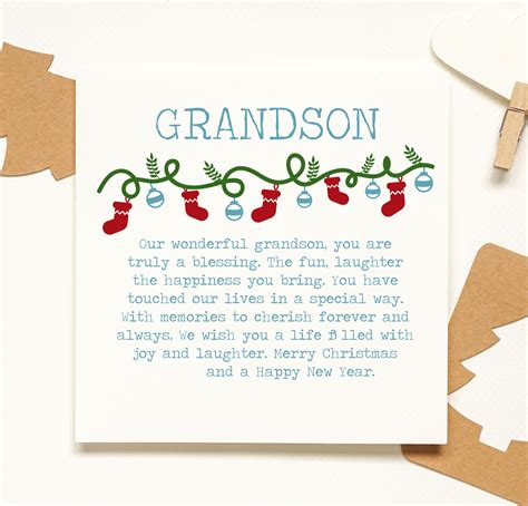 Personalised Grandson Christmas Poem Card Personalised Christmas Card A