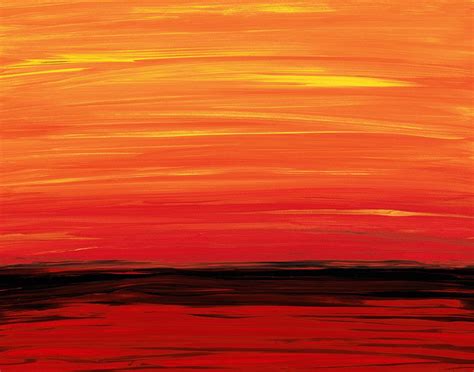 Red Orange Yellow Black Abstract Landscape Art Painting