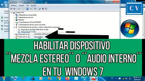 Habilitar Dispositivo Mezcla Estereo O Audio Interno Windows 7 Solucion