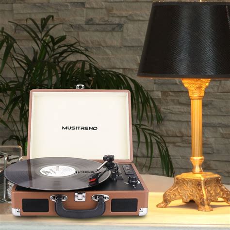 Musitrend Bluetooth Turntable Portable Suitcase Record Player With