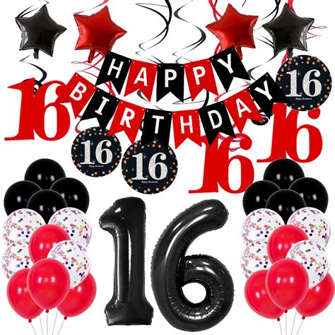 Buy 16th Birthday Decorations For Girls Red Black Sweet 16th Birthday